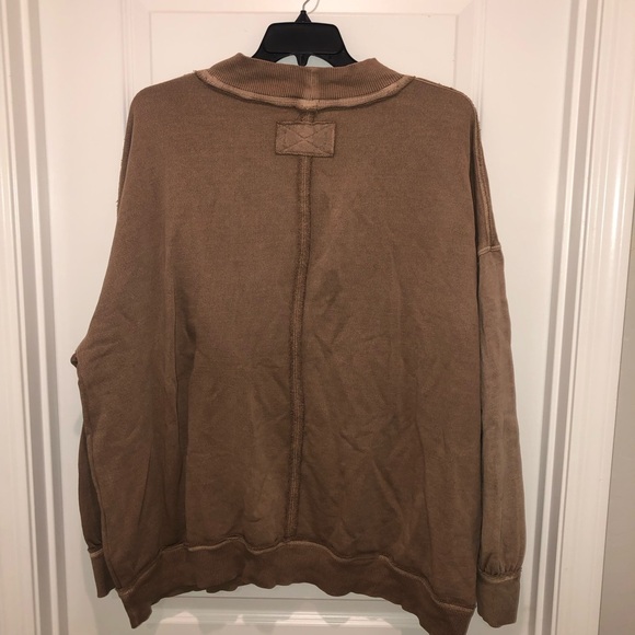 New Free People We The Free Dusted Coca Washed Brown Palm Springs Pullover sz L - Picture 12 of 12